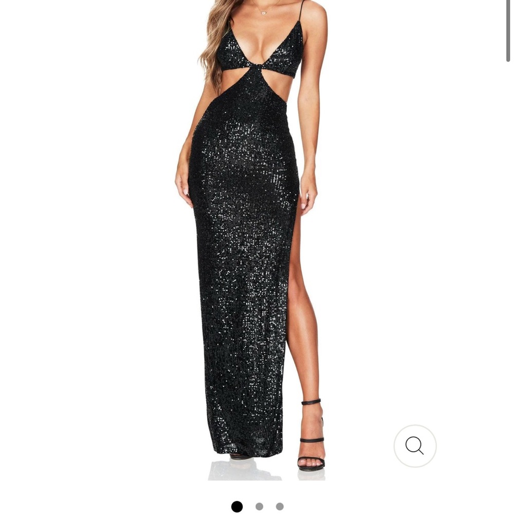 Nookie Black Sequin Cutout Maxi Dress